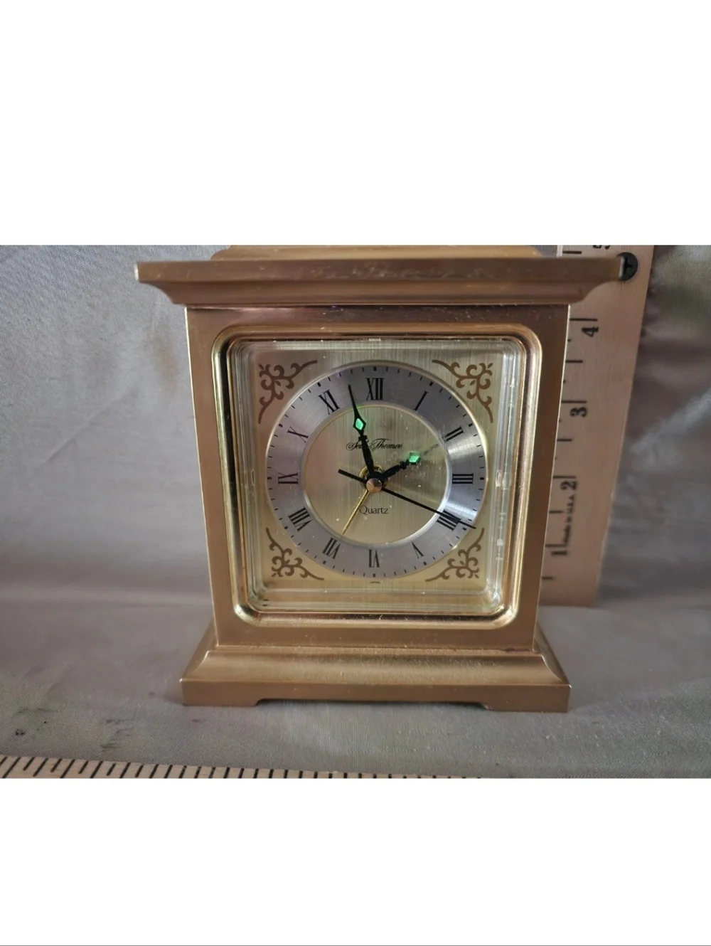Vintage Seth Thomas Heavy Brass Carriage Style Clock Quartz Brass Case Works